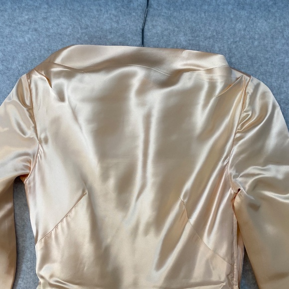 Vintage 30" Bust Peach & Pink Satin Lace Overlay Dress Fit & Flare • Handmade - Picture 2 of 16